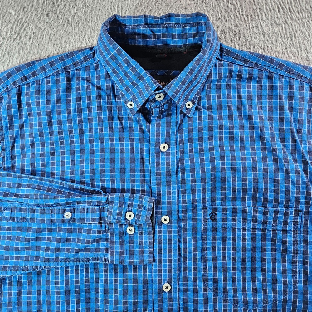 Rafter C Shirt Men‎ Small Button Up Long Sleeve Blue Plaid